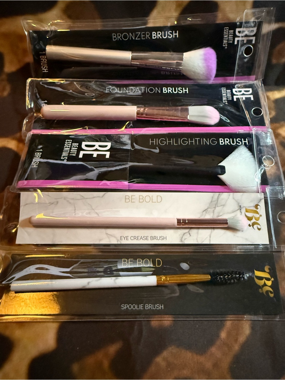 BE Bold Makeup Brush Set - Pink, White & Gold Accents -5 pieces